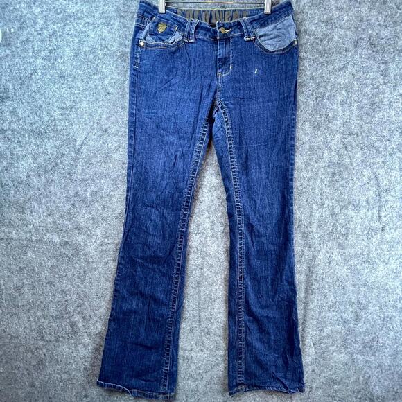 Vintage Rocawear Bootcut Jeans Womens 11 Blue Denim Y2K Logo Embroidered - Picture 2 of 11